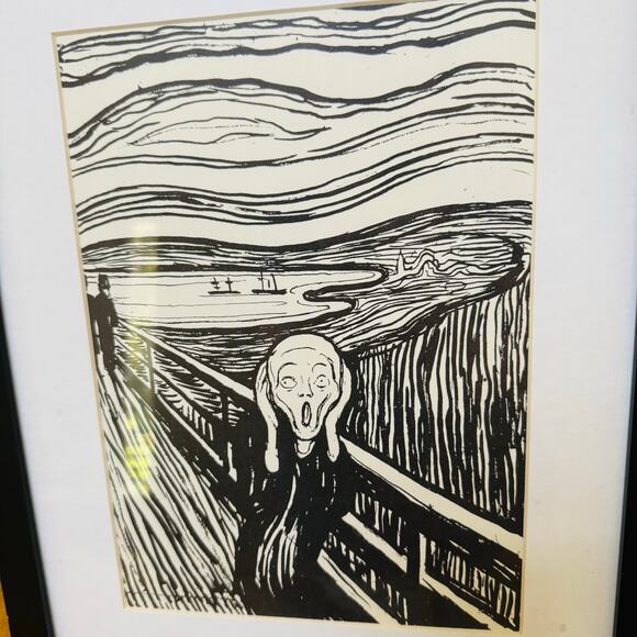 THE SCREAM by Edvard Munch Black Framed Famous Powerful Art Print 15.5" by 12" - Picture 3 of 6